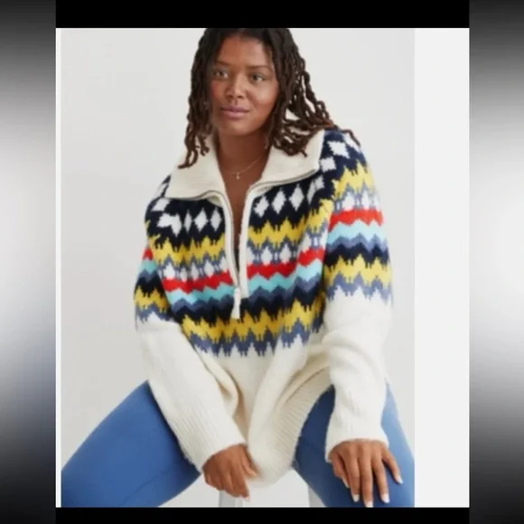 NWT Aerie Fair Isle Half Zip Sweater Wool Blend Cozy Soft Nordic Pattern
Small - Picture 1 of 12